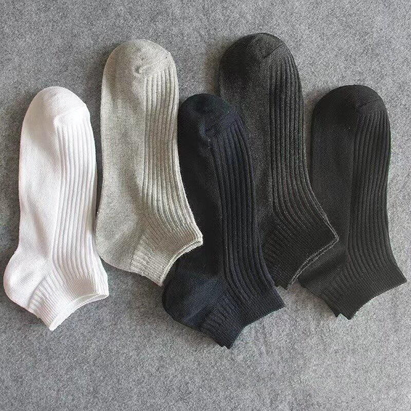 5 pairs of men's socks, summer medium length towel bottom sports socks, cotton white long tube basketball socks