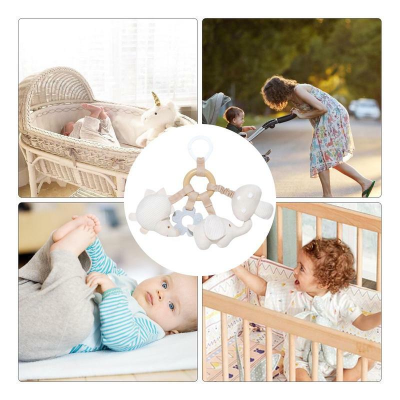 Juguete de arco de cochecito de algodón orgánico para niños, sonajero de cuna, cochecito de juguete cómodo, cuna de viaje, juguete de actividad, lavable a máquina