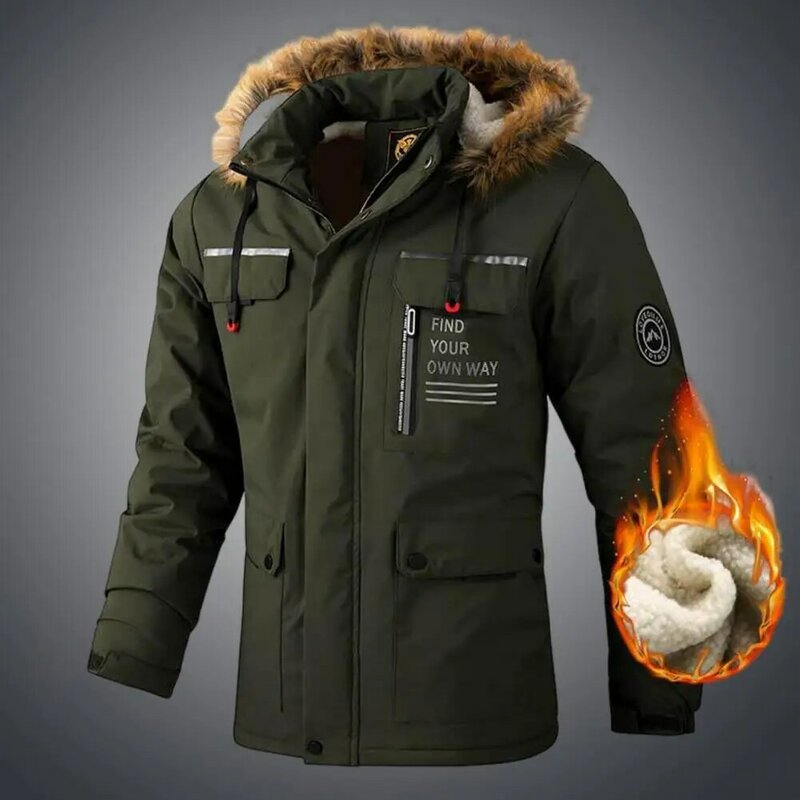 Washable Casual Coat Plus Size Winter Jacket Long Sleeves Outdoor Winter Thick Windbreaker Coat  Keep Warm