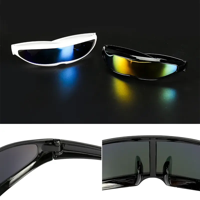 Personalidade Espelhado Viseira Óculos De Sol, Laser Óculos, Futurista Estreito Ciclope, Corrida e Ciclismo Óculos, UV400