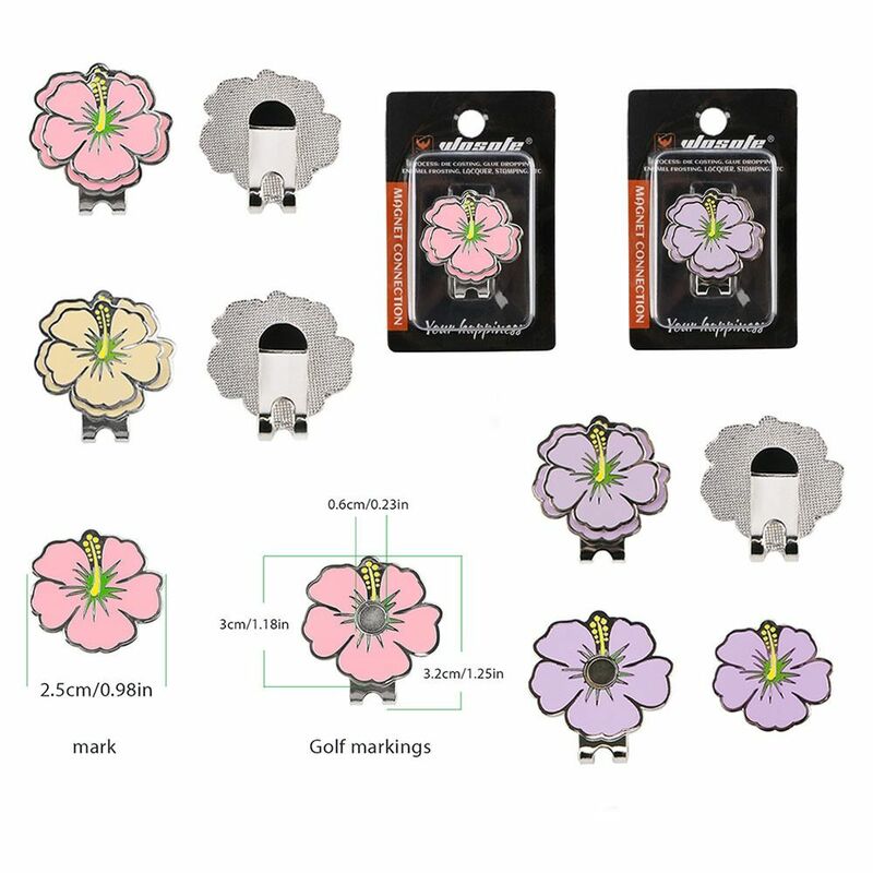 1Pcs New Golf Ball Marker Pink Flower Pattern Magnetic Alloy Marker Fit for Golf Cap Golf Accessories Gift For Girls And Women