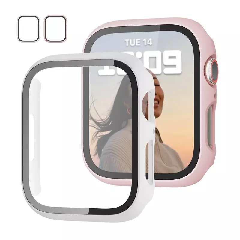 Tempered glass+Case for Apple Watch Series 8 7 44mm 45mm 41mm 40mm 42 iwatch 6 SE 5 4 3 Screen Protector Apple watch Accessories