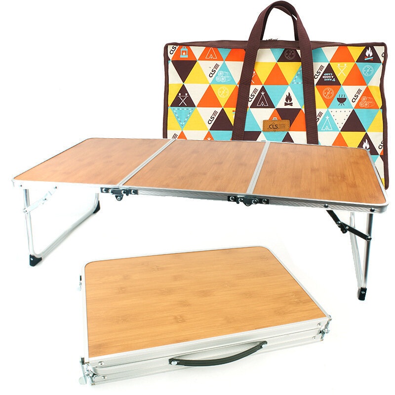 ピクニックとバーベキュー用の竹製テーブル,持ち運びが簡単なポータブル折りたたみテーブル,持ち運びが簡単な家具,コンピューターテーブル