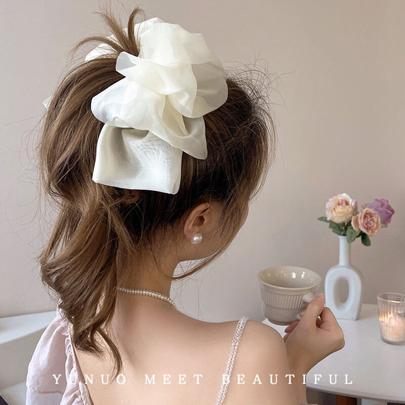 New Solid Color Bow Vertical Clip Fashionable and Personalized Girl Hair Clip Accessories Pure and Sweet Style Grasp Clip