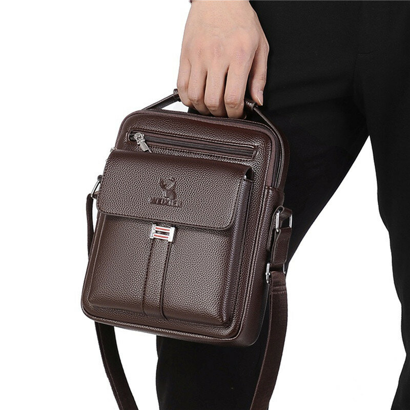 Men's Genuine Leather Crossbody Shoulder Bags High quality Tote Fashion Business Man Messenger Bag Leather Bags fanny pack