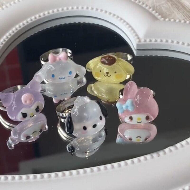 Cinna morolls Anime Ring verstellbare Accessoires niedlichen Hello kittys meine Melodys Kuromis Harz Freundin Mädchen Herz Spielzeug Geschenk