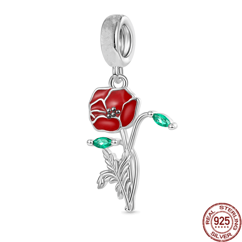 Бусина-Шарм «розовая роза» из серебра 925 пробы с эмалью