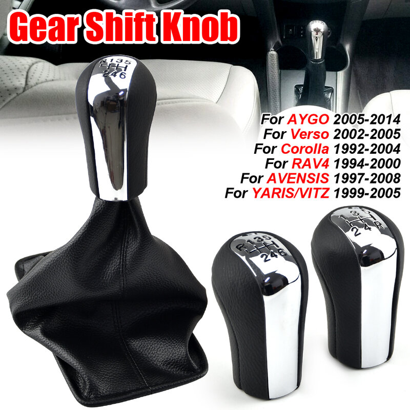 5 6 Velocidade de Engrenagem Shift Knob Alavanca Shifter Vara Gaiter Boot Cover para Toyota Corolla 1998-2003 AYGO Verso RAV4 YARIS VITZ