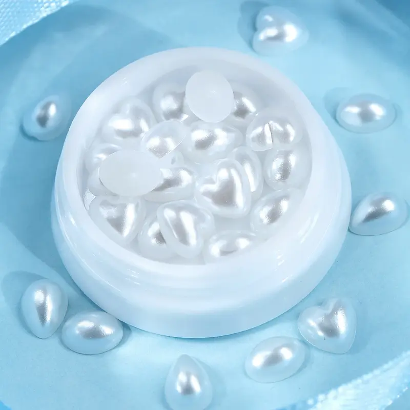 1 scatola mezzo tondo perle Flatback accessori bianco imitazione perla goccia d'acqua ovale a forma di cuore fai da te Nail Art creazione di gioielli artigianali