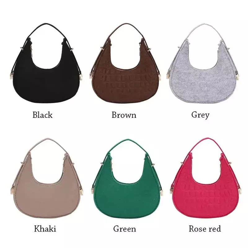 LB09   Women's Fashion Small Clutch Handbags Retro Solid Color PU Leather Shoulder Underarm Hobos Bag