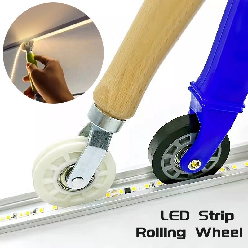 Rodillo de mango de rueda de goma, herramienta de instalación de tira de luz LED, perfil de aluminio, cinta de silicona, barra dura, accesorios de montaje de lámpara, 6-8mm