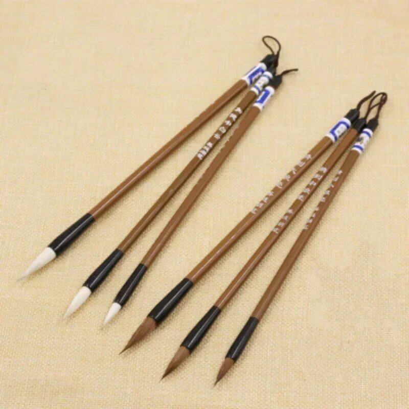 3 Stück Set traditionelle chinesische Bambus Schreib pinsel Dip Pen Büro Schule für Kalligraphie Praxis Stift halter Mal zubehör