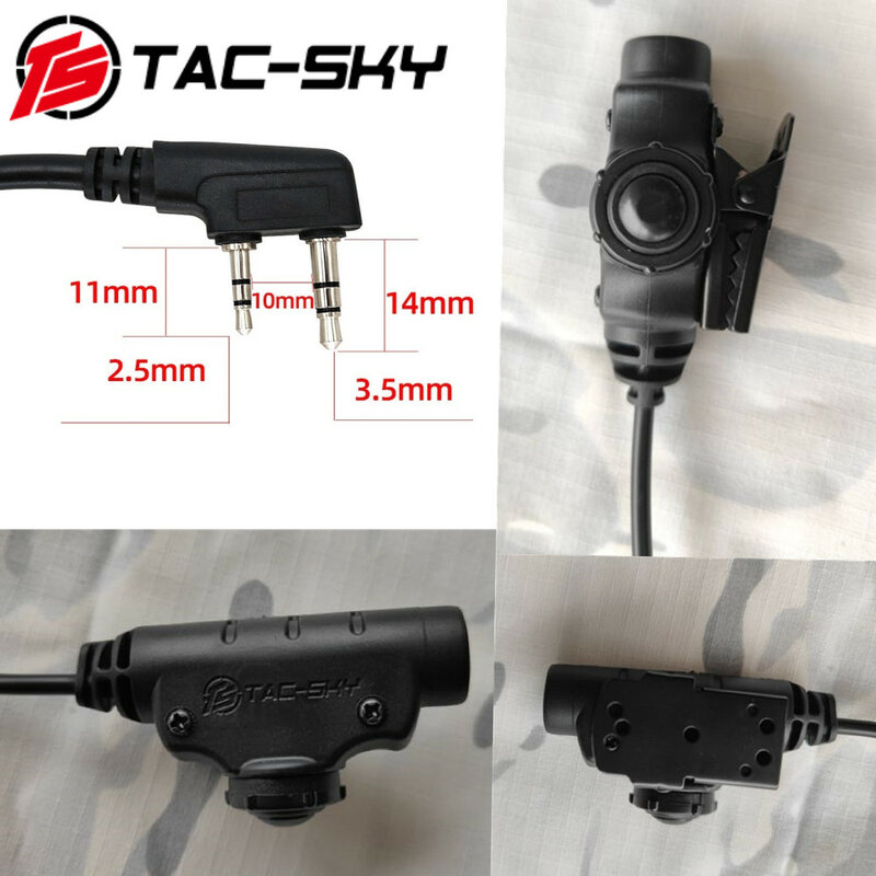 TS TAC-SKY Tactical HEADSET Adapter Military Version PTT U94 V2 PTT Compatible with TCIHEADSET Liberator Sordin Comtac HEADSET