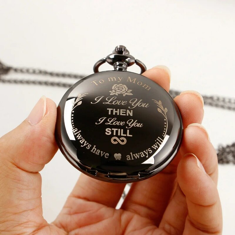'To My Mom' Vintage Jewelry Pendant Quartz Pocket Watch For Women Casual Fashion Chain Watches Gift Clock relógio de bolso