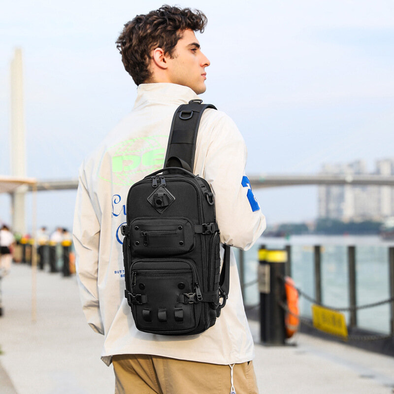 Ozuko-Outdoor Tactical One Shoulder Bag para homens, Crossbody Bag, impermeável Sports Bag, alta capacidade