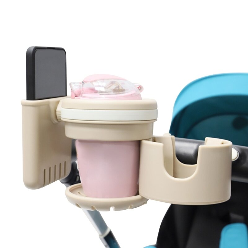 Removable Cup & Phone Holder Secure & Adjustable Large Cup Holder with Phone Storage Simple Installation for Stroller