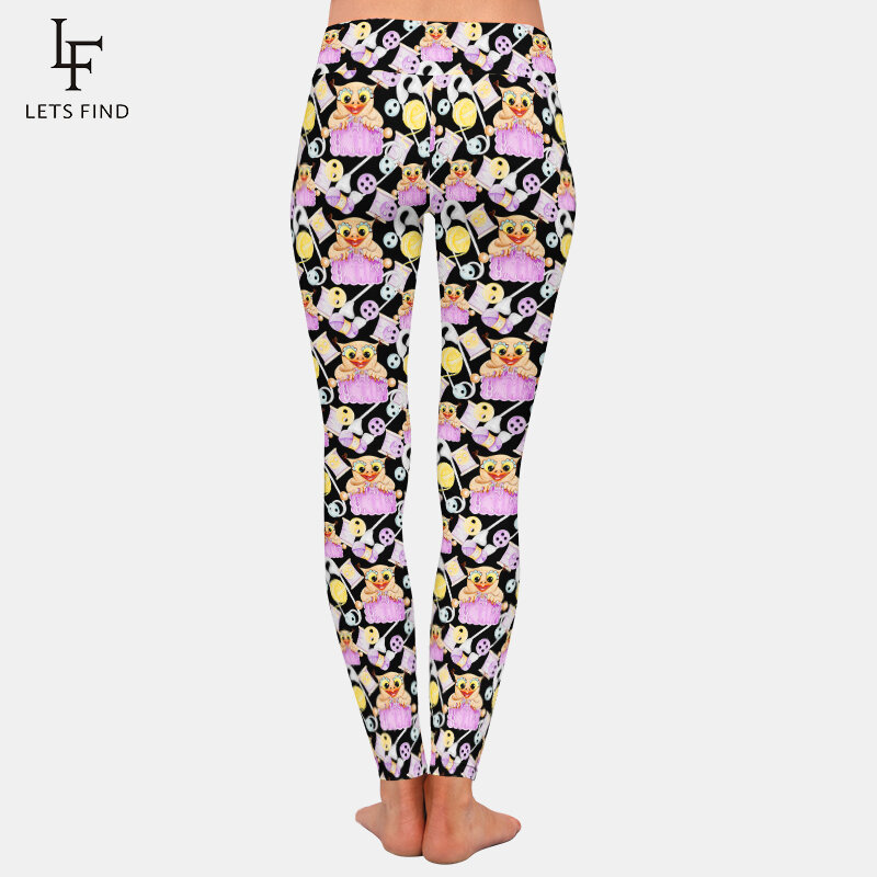 LETSFIND-Pantalones con estampado de búho 3D para mujer, mallas ajustadas de cintura alta, elásticas, suaves y cálidas, para Fitness