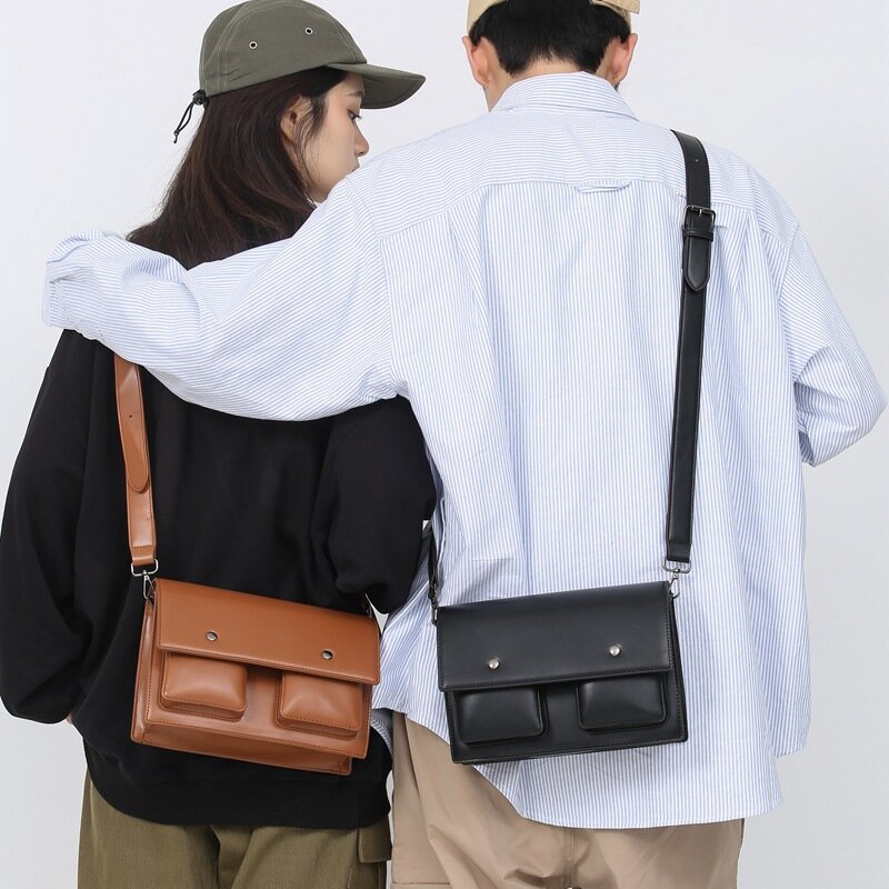Korean Man Satchel Bag Free Shipping Leather Shoulder Bags for Men Ins Crossbody Bags Retro Male Sling Bag Outdoor Messenger Bag