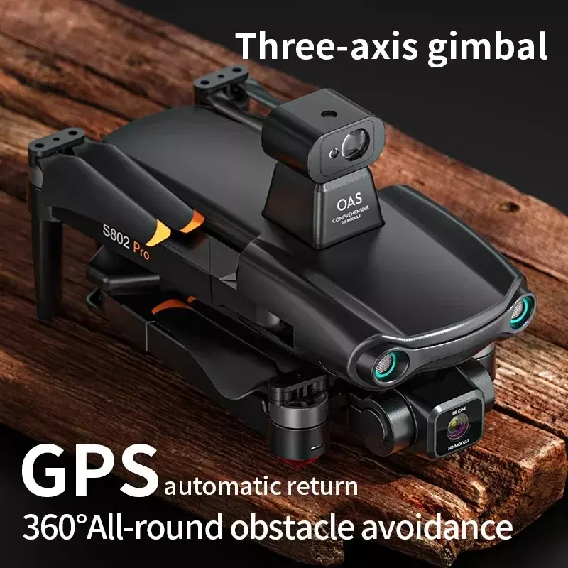 GEETHA S802 Drone Professional 3-axis Gimbal HD Foldable Dual Cameras EIS Anti-shake GPS Optical Flow Positionin WIFI FPV Drone