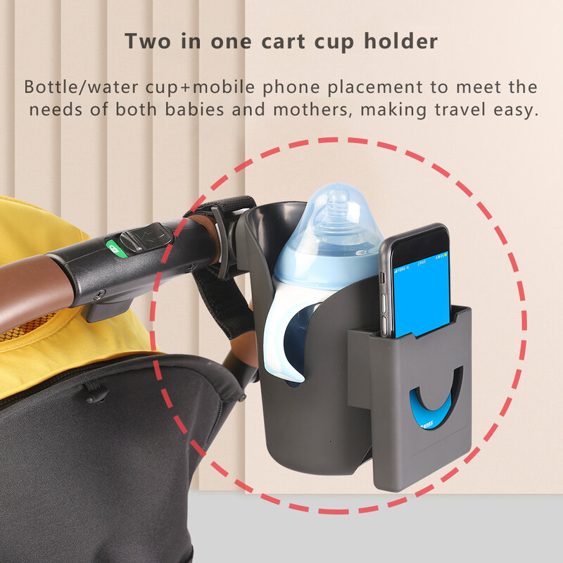 Suporte universal para copo, carrinho de bebê, suporte para garrafa de água, suporte para celular, carrinho, organizador de armazenamento