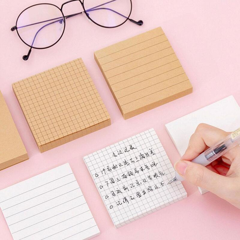 80 lembar kesederhanaan Kraft kertas Memo Pad Tearable Notes perlengkapan kantor siswa alat tulis sekolah lengket merekat sendiri L0Z5