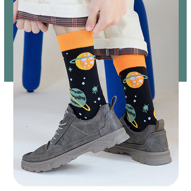 Новинка, креативные модные носки с героями мультфильмов, модные брендовые Носки с рисунком звездного неба из аниме, мужские уличные модные носки в стиле Харадзюку, 1 пара