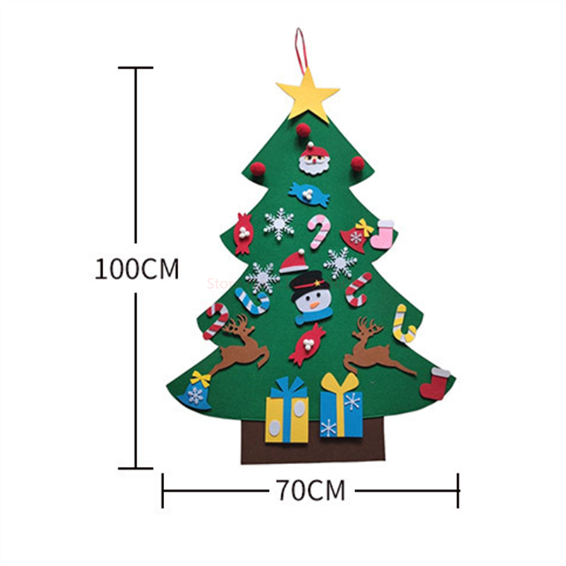 Montessori Toy Felt Árvore de Natal para crianças, decoração de parede infantil DIY, artesanato com luzes, decoração para casa pendurada