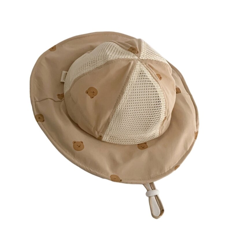 HUYU Topi Nelayan Bayi Topi Musim Panas Bayi Berlubang Topi Pantai Travel Topi Ember Bertepi Besar untuk Liburan Pantai