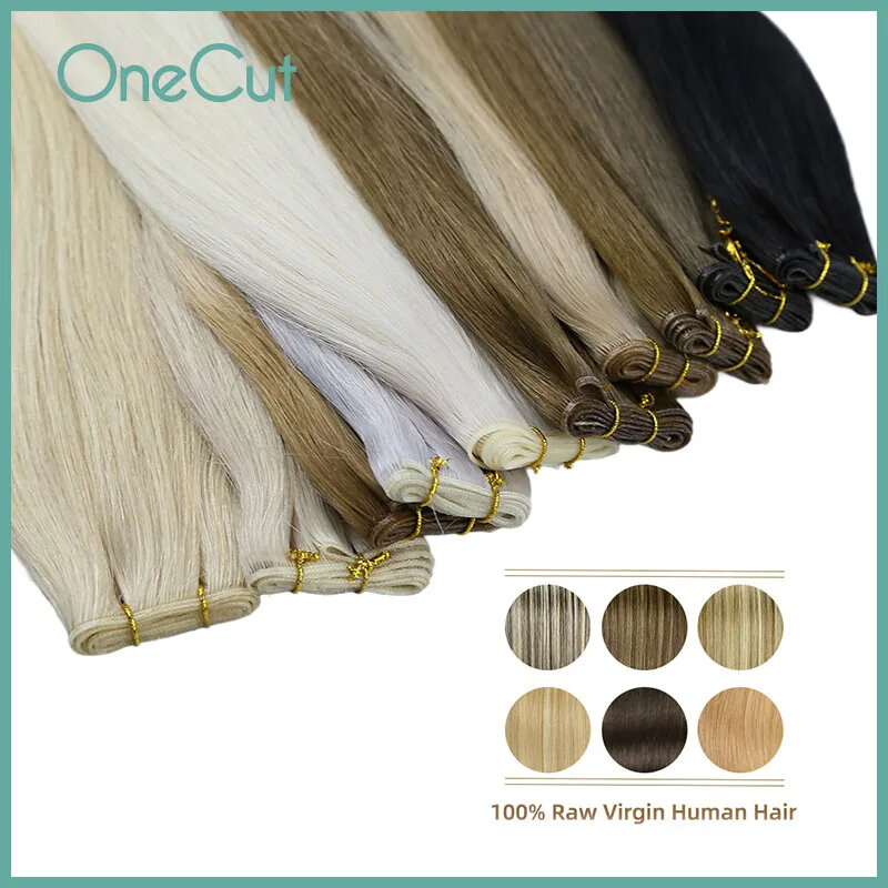 Straight Brazilian Genius Weft 100% Natural Human Hair Bundles Double Drawn Invisible Human Hair Weaves 100G Women Hair 14-24‘’