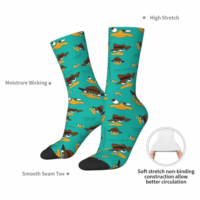 Perry The Platypus Socks Harajuku Super Soft Stockings All Season Long Socks Accessories for Man's Woman's Gifts