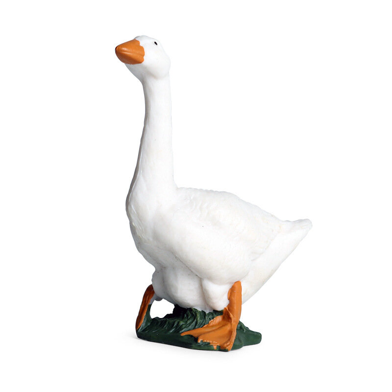 จำลองสัตว์ปีกทุ่งหญ้าห่านสีขาว Swan สัตว์ชุดเด็กความรู้ความเข้าใจ Solid ของเล่นพลาสติกเครื่องประดับ-
