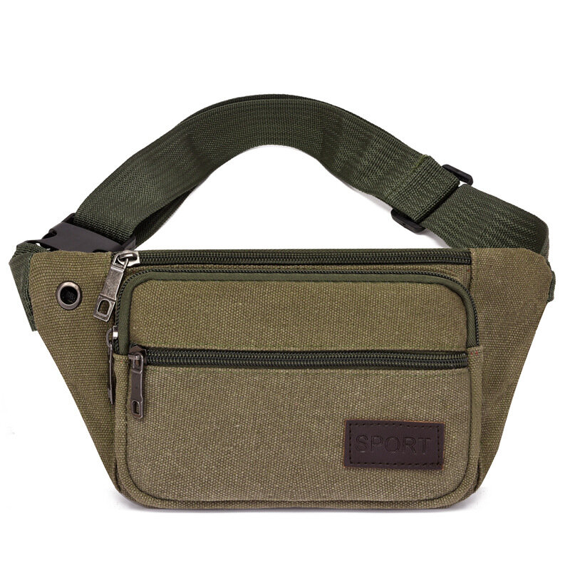 Unisex Canvas Waist Bag Pack Casual Fitness Running Chest Bag Phone Pouch Women Canvas Travel Phone Bag Couple Fanny Banana Bags