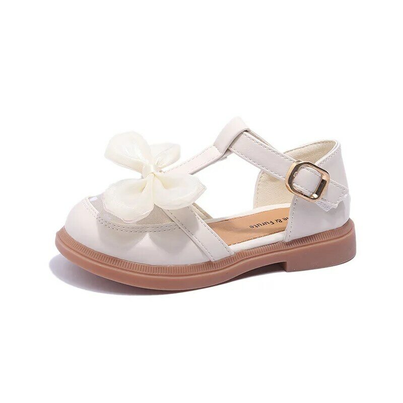Sandálias das crianças de Verão Nova Moda Malha Respirável Arco Sapatos De Couro Simples Sola Macia Princesa Meninas Sandálias H767