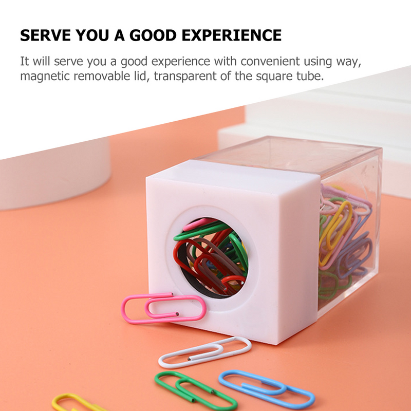 Cabilock Paper Clip Storage Bucket Plastic Paper Holder Clear Organizer Box Clear Container Magnetic Paper Clip Holder Paper