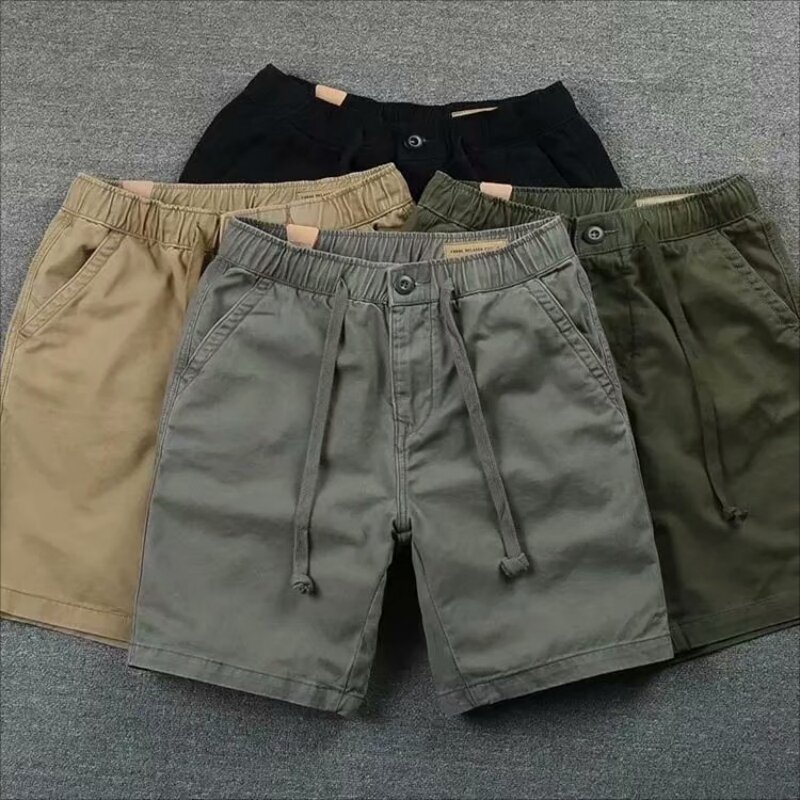 2024 Outdoor Split Shorts estate elastico in vita pantaloncini Casual pantaloncini da uomo in tinta unita pantaloni allacciati da uomo in stile coreano