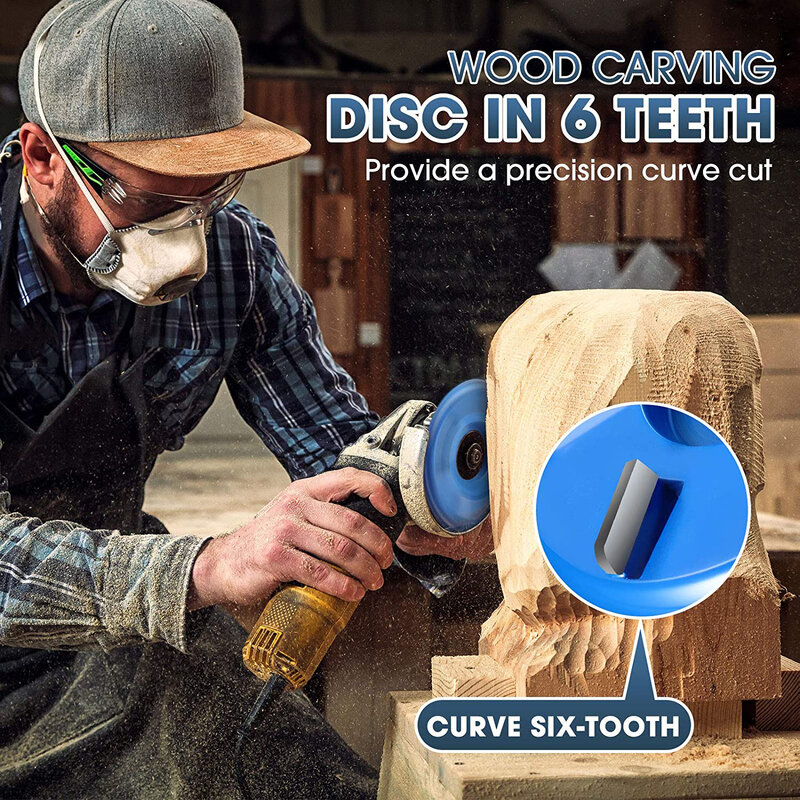 Carpintaria roda de moagem disco rotativo 6 dentes madeira turbo escultura disco ângulo moedor acessório para corte madeira Polishing1-3PCS