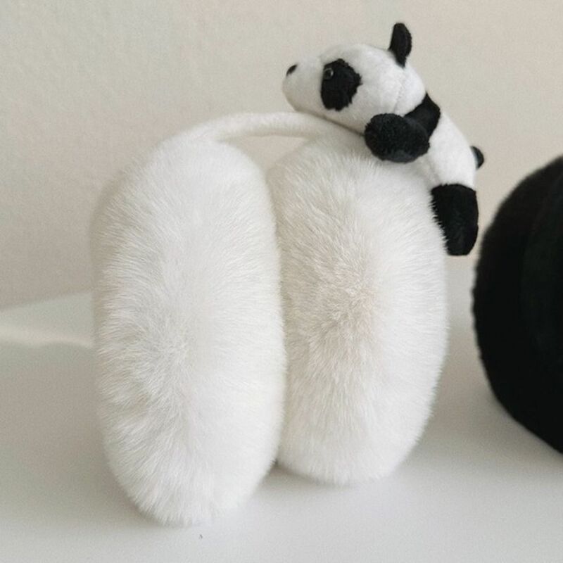 Morbido peluche scalda orecchie carino antivento protezione fredda paraorecchie pieghevole a forma di Panda paraorecchie da uomo