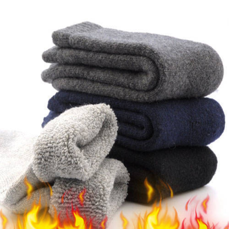 Calcetines gruesos de algodón de lana para hombre, medias de tubo medio, medias cálidas y con lazo, Otoño e Invierno