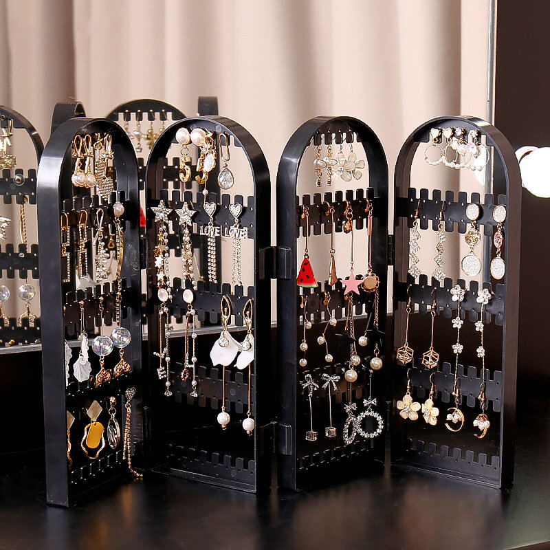 Boîte de rangement pliante pour collier, boucles d'oreilles, présentoir à clous, étagère à bijoux T1, support de support, panneaux d'écran