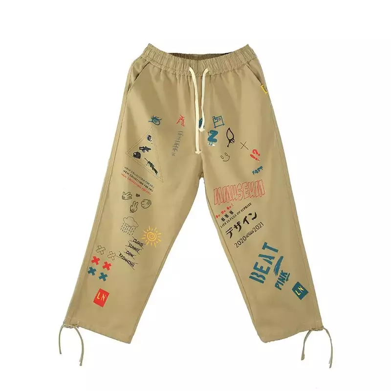 Pantalones casuales de Hip hop para mujer, leggings largos con estampado de grafiti, rectos, holgados, de calle, de motocicleta, y2k