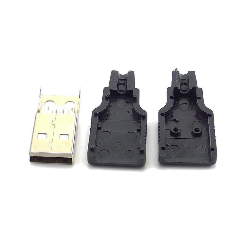 5/10pcs 4 Pin USB 2.0 tipo A presa maschio connettore adattatore con coperchio in plastica nera tipo di saldatura connettore fai da te H10