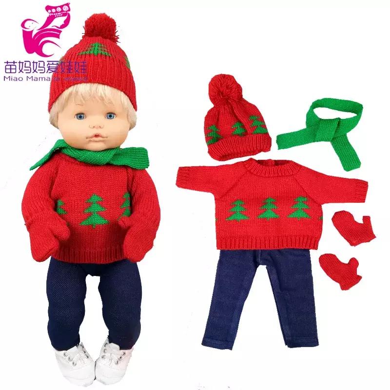 NenDESIGN-Ensemble de olympiques de Noël d'hiver pour bébé, pull rose, chapeau et écharpe, vêtements beurre, 40 cm, 16 po