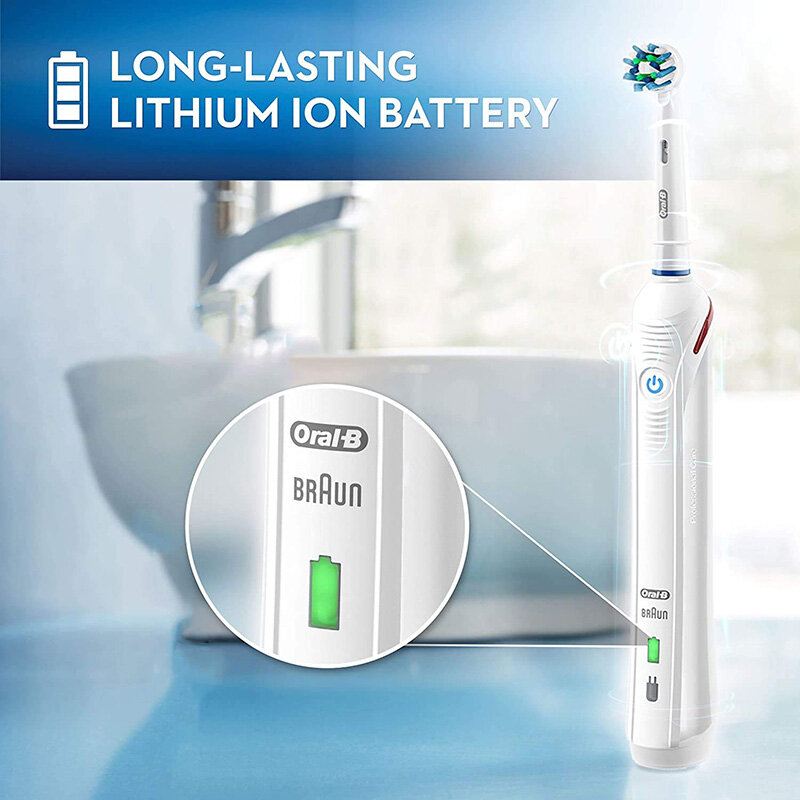 Oral B-Electric Toothbrush Pro 4000, 3D Ação Dentes Limpa Diária, Sensor de Pressão Visível, 4 Modos, Gum impermeável, Rechargeabl