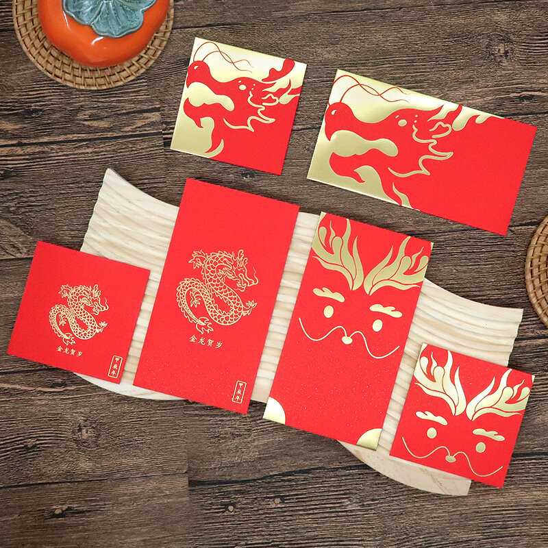Cute Cartoon Dragão Padrão Envelopes Vermelhos, Ano Novo Chinês, Decoração do Festival da Primavera, Bolso De Dinheiro Da Sorte, Presente De Festa