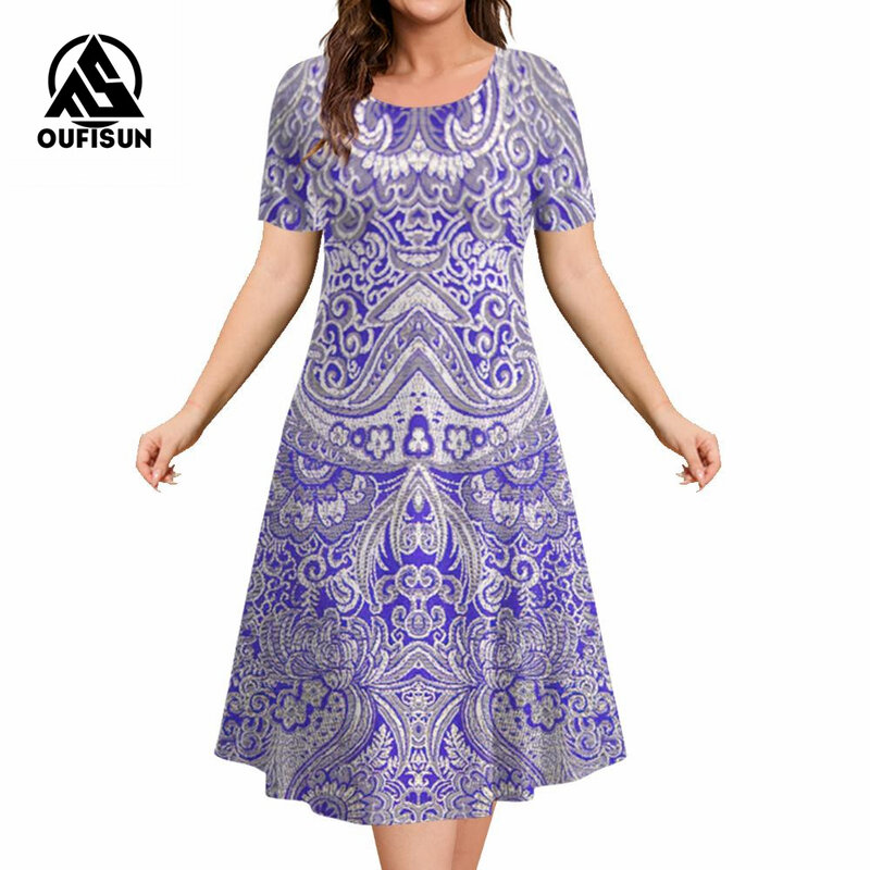 Женское платье в стиле ретро, элегантное винтажное платье большого размера с круглым вырезом