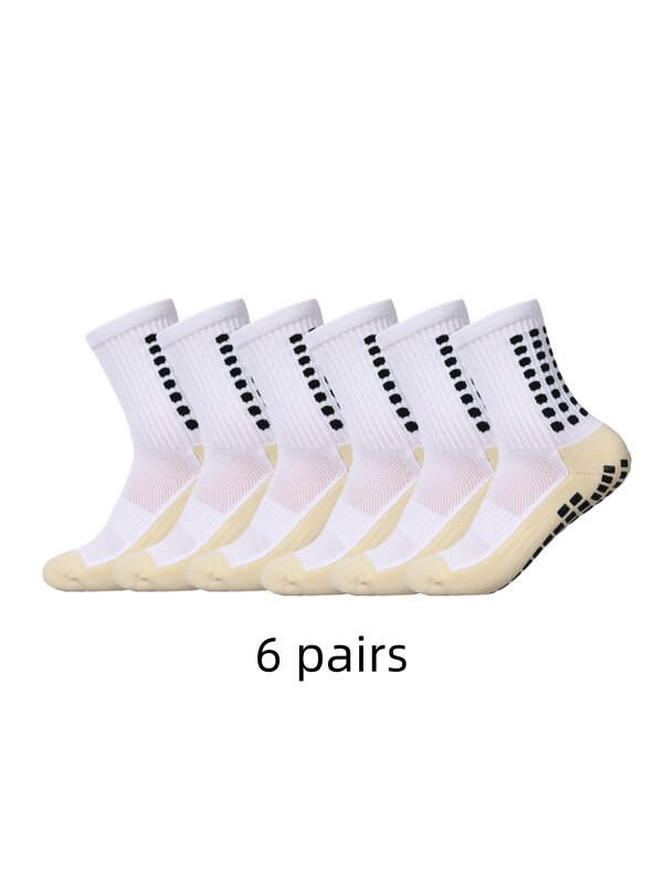 6 пар нескользящих классических спортивных носков с клейкими точками, футбольные носки