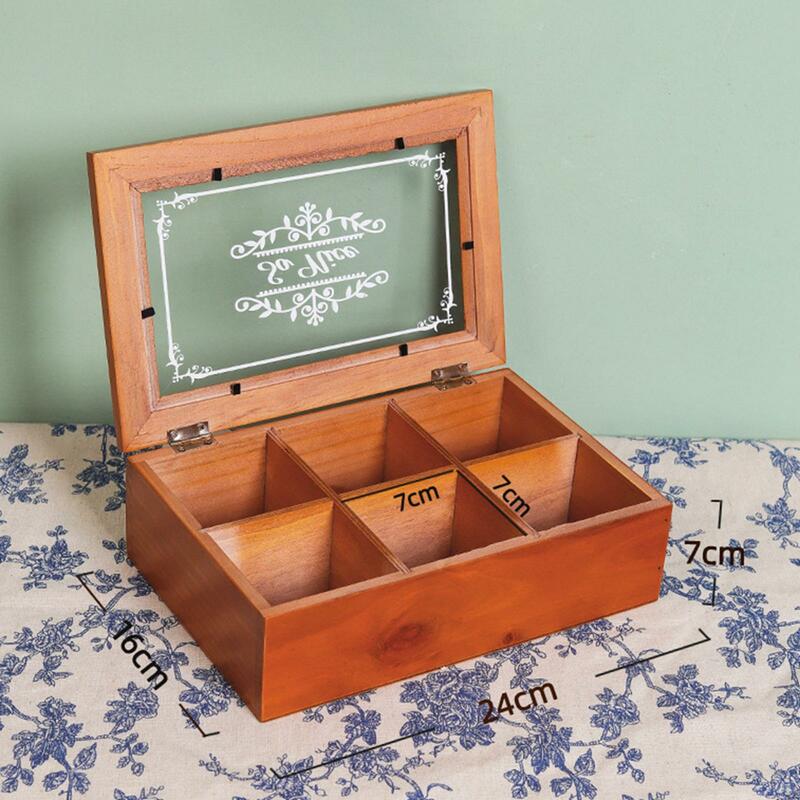 Madeira Jóias Trinket Box, Versátil Vintage Divisores, Caixas de Chá, Recipiente para Presentes do Dia das Mães, Mulheres Meninas Colares Pequenos Itens