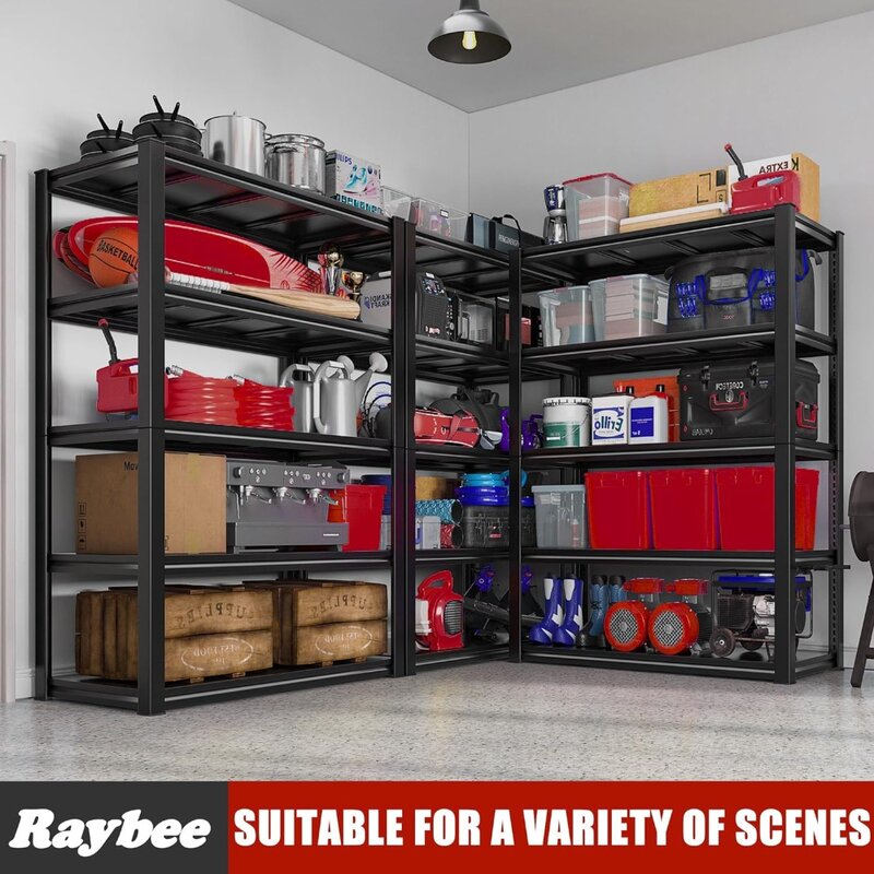 Raybee-収納用の調整可能な金属棚、ガレージ棚、頑丈な収納、2000ポンド、5層