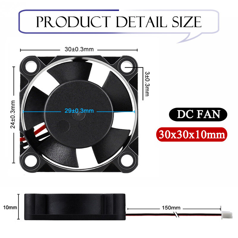 5Pcs Gdstime 3010 5V 12V 24V 2Pin 3CM 30mm 30x30x10mm Micro DC Mini Brushless Cooler Cooling Fan