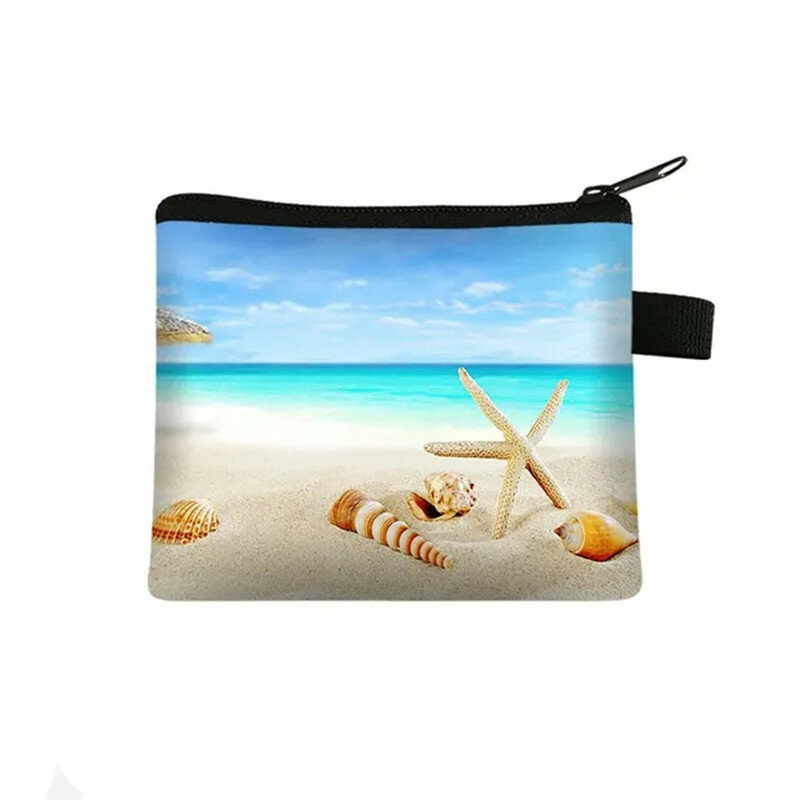 Portmonetka na plażę oceaniczna damska torba na zakupy rekreacyjne portmonetka koncha 3D z nadrukiem identyfikatora etui na karty kredytowe dziewczęca torba etui na monety